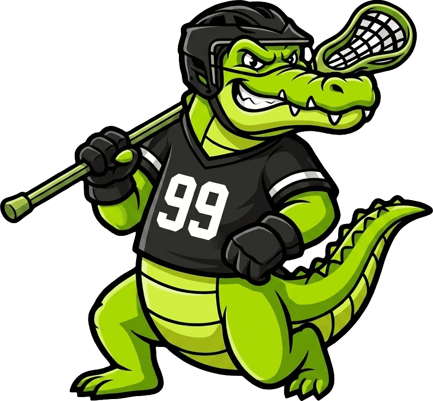Greasy Ballers gator mascot in his team jersey